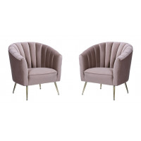 Manhattan Comfort 2-AC056-BH Rosemont Blush and Gold Velvet Accent Chair (Set of 2)